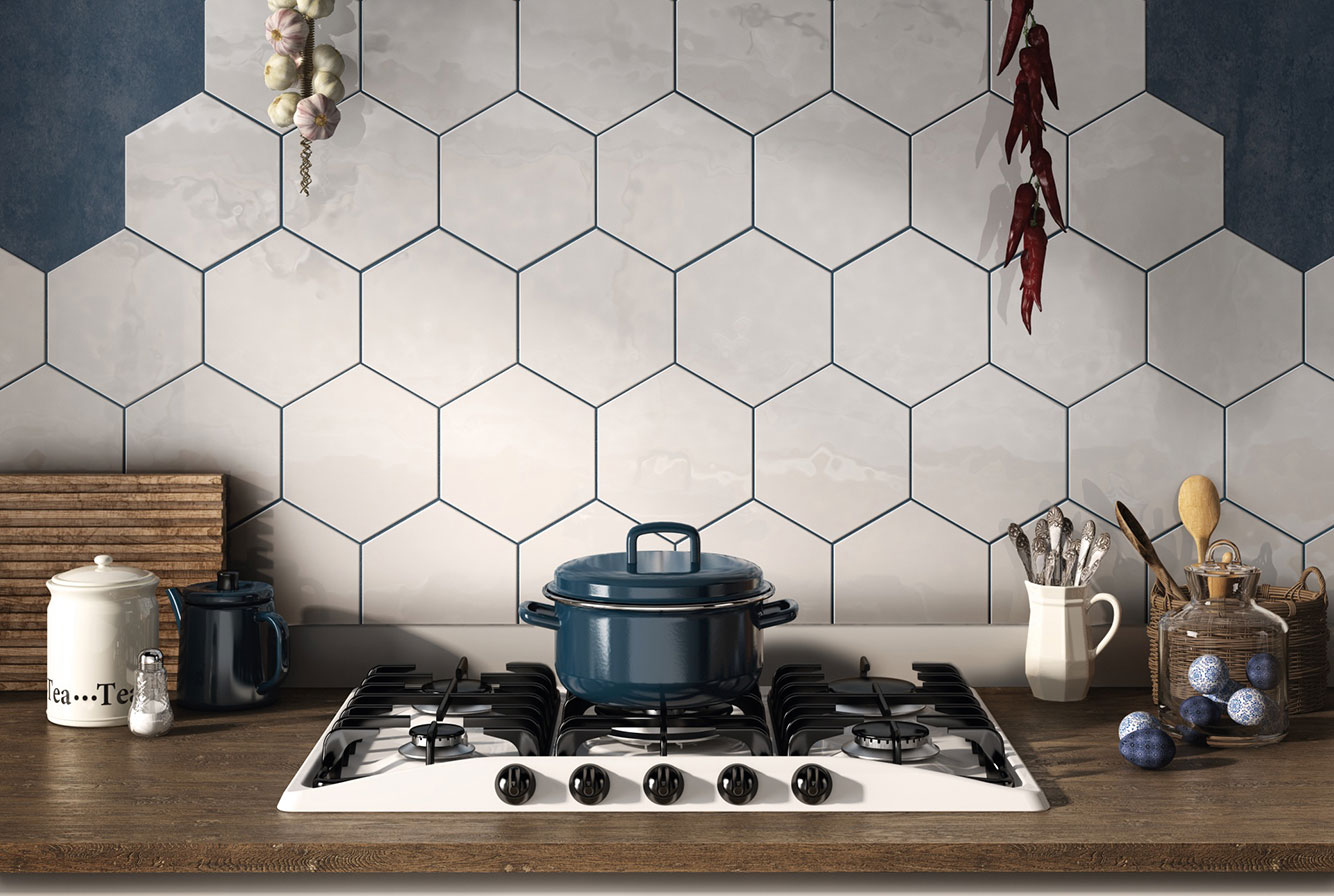 HEXATILE BIANCO BRILLO