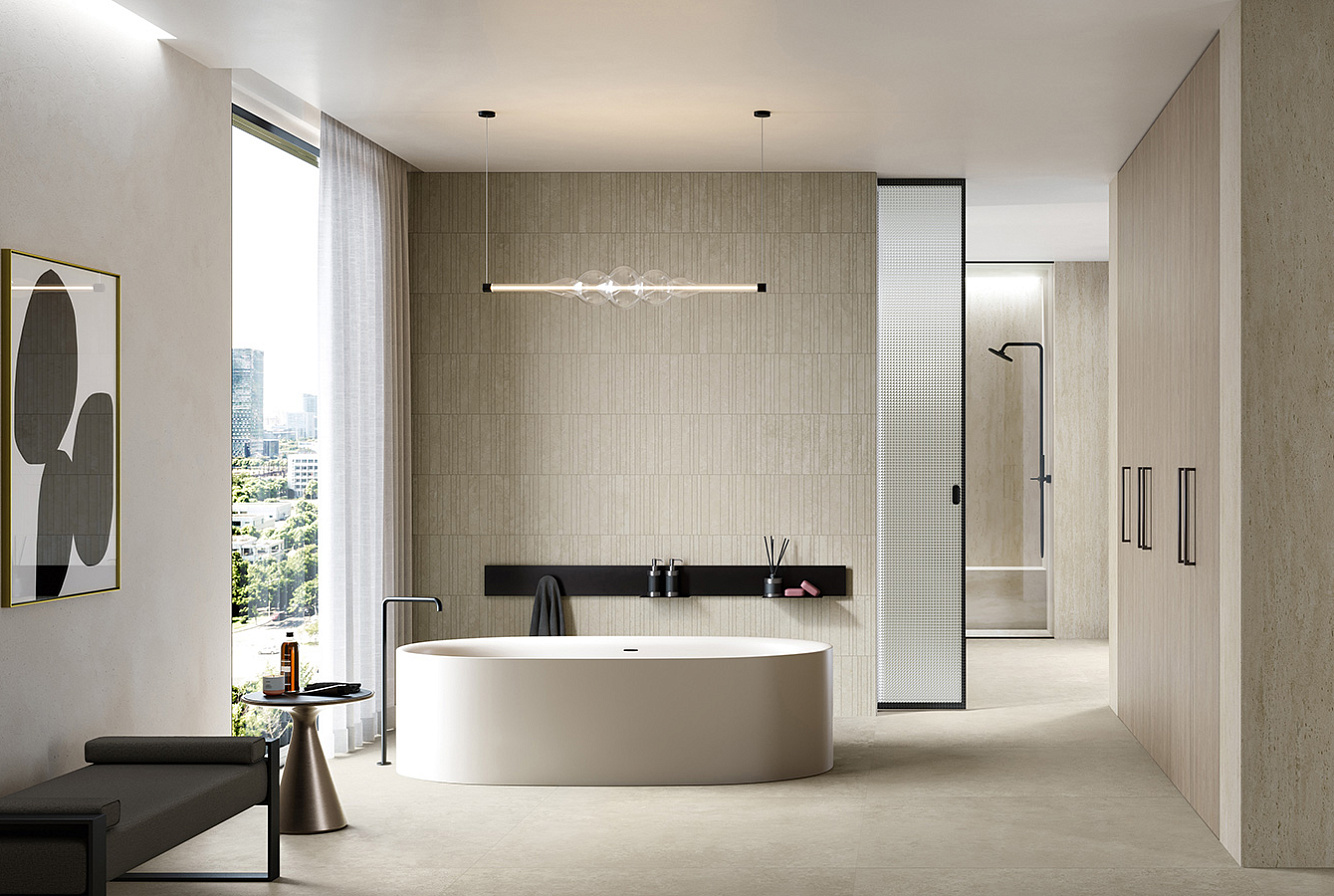 MARVEL TRAVERTINE / PEARL VEIN / PEARL CROSS CHISELLED URBAN GRID